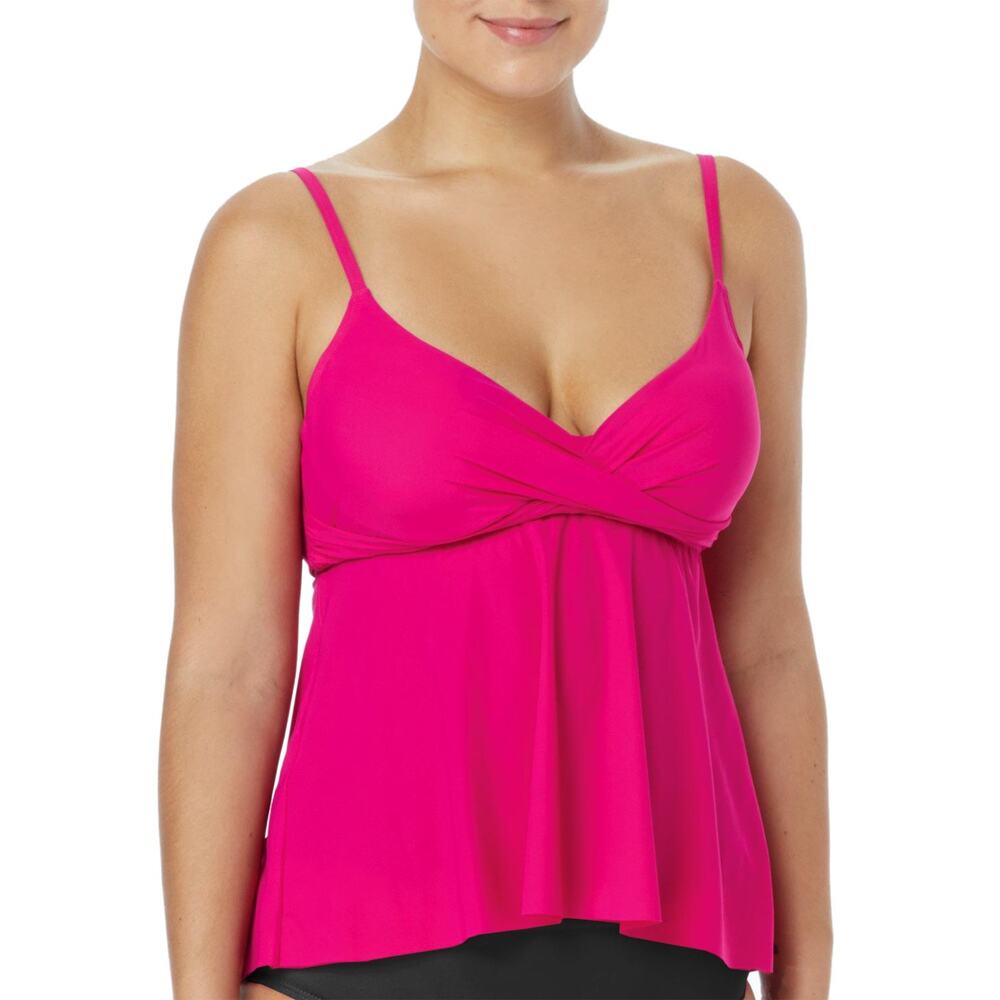 NWT Contours by Coco Reef Womens V-Neck Shaping Tankini Swim Top,rosewood-8/32D